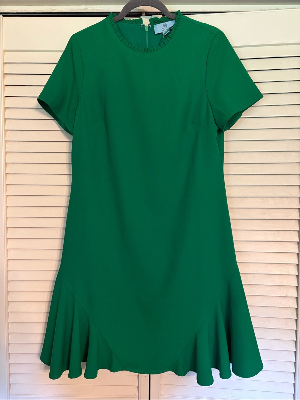 CeCe Kelly Green Short-Sleeve Knee-length Dress with Ruffle Hem